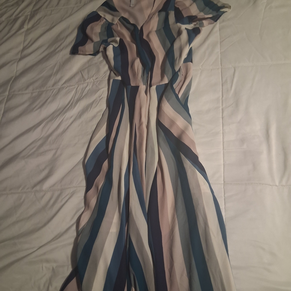 Leith Blue and Pink Striped Maxi Dress